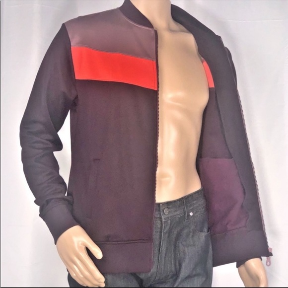 4 Funky Flavours Can’t Hold Back Taupe Purple & Orange Color Block Jacket SzL - Picture 9 of 16